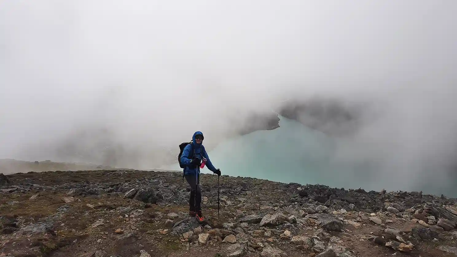 Gokyo lake. Clouds covered the mountain view