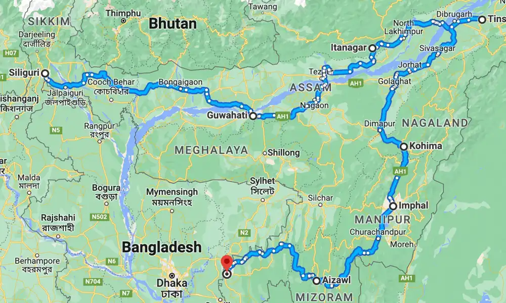 North East Route map