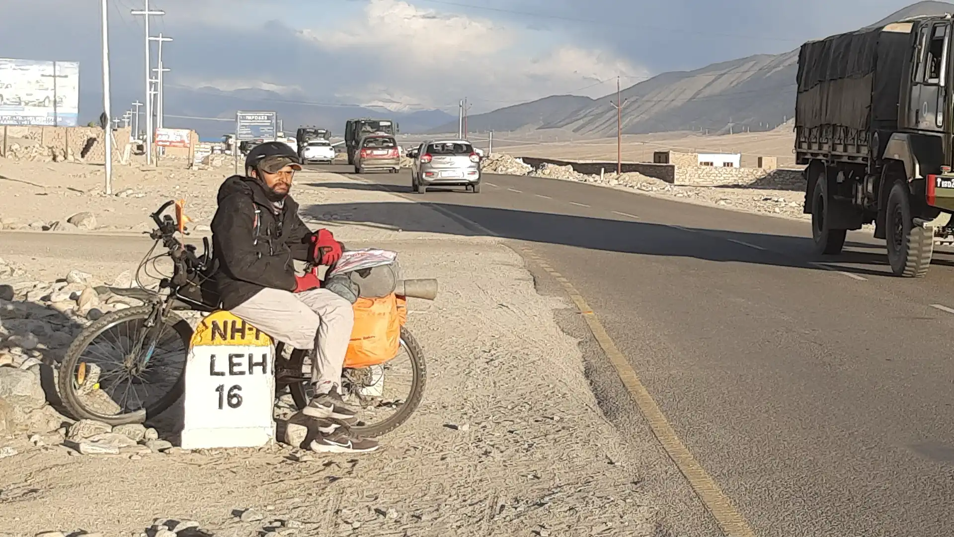 Before Reaching Leh Town. India on Pedal Bike for Limits & Beyond