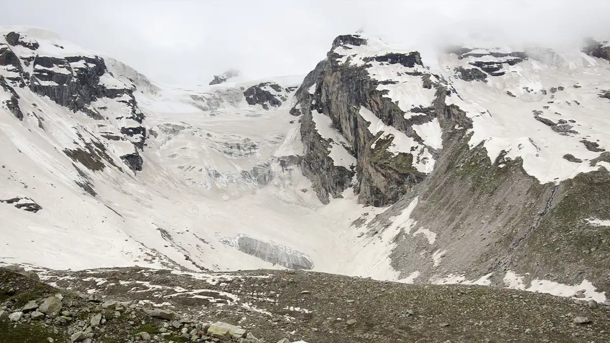High altitude terrain with snow and rock requiring adaptation