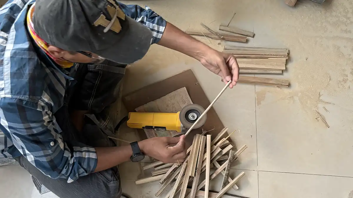 Venky making chopsticks