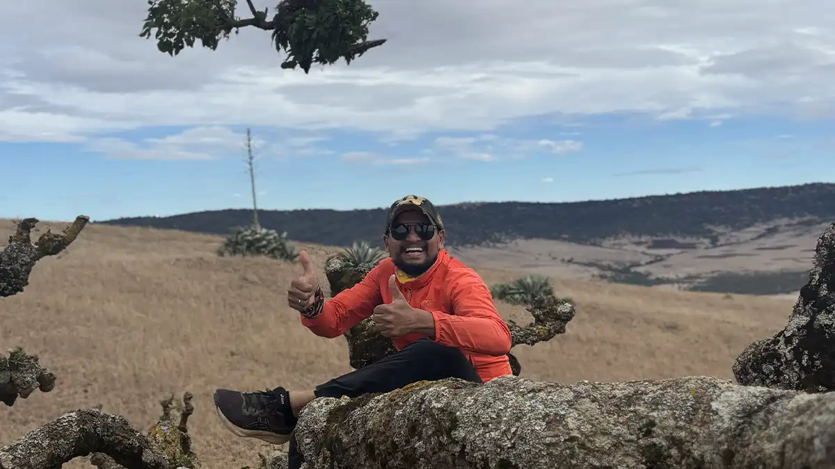 Venky exploring Miombo woodland ecosystem in Tanzania