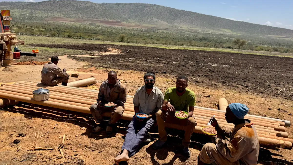 Anurag with the Al-Amry drilling crew at BEMS Loliondo Tanzania