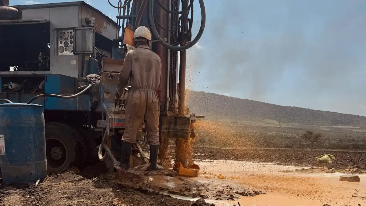 Borehole drilling in progress at Bright English Medium School Tanzania