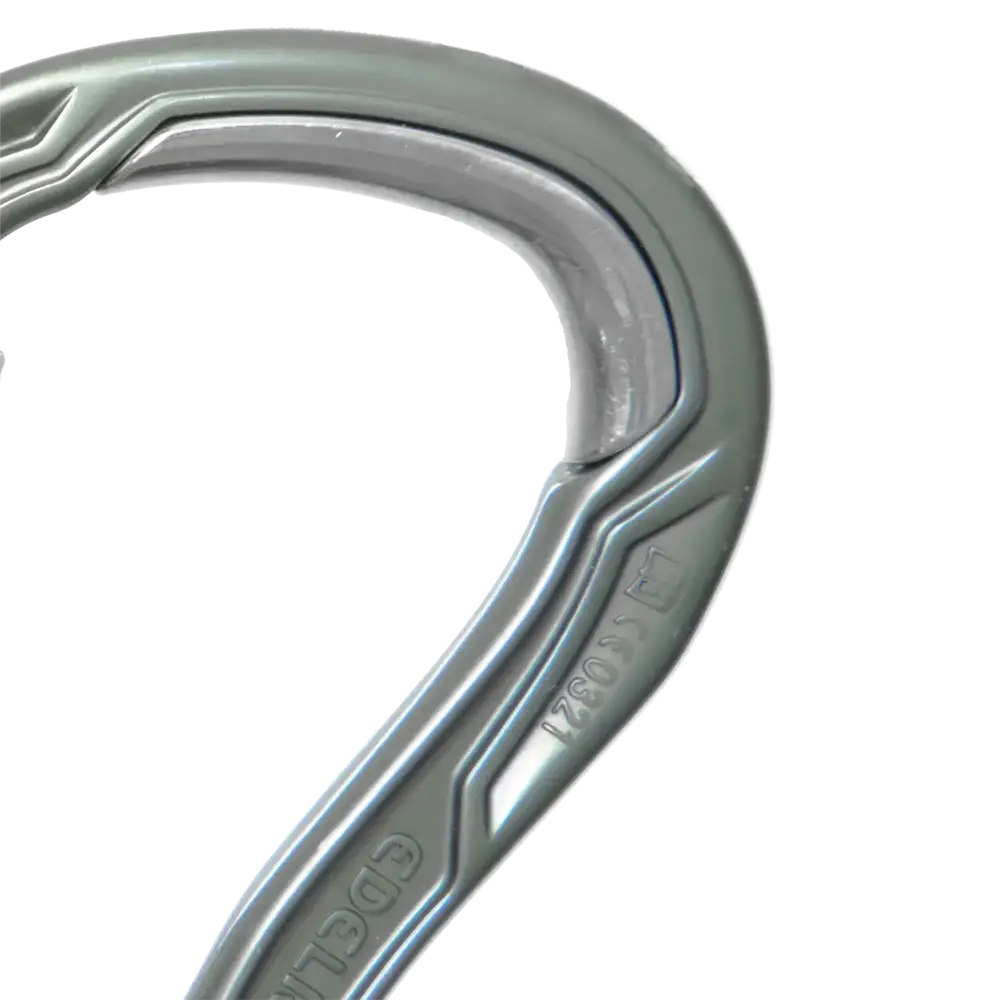 H-profile spine and keylock nose detail of Edelrid HMS Bulletproof Screw carabiner