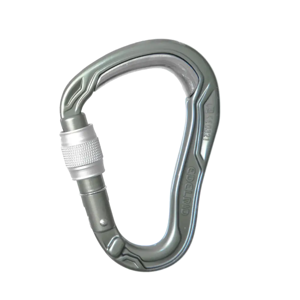 Edelrid HMS Bulletproof carabiner silver aluminium front view