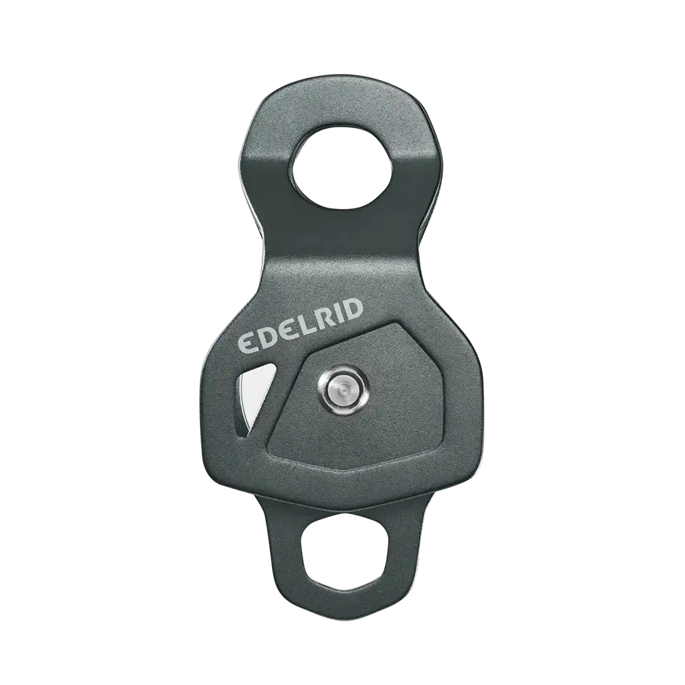 Edelrid Pike Rescue Double Pulley front view - twin ball-bearing pulley for technical rescue