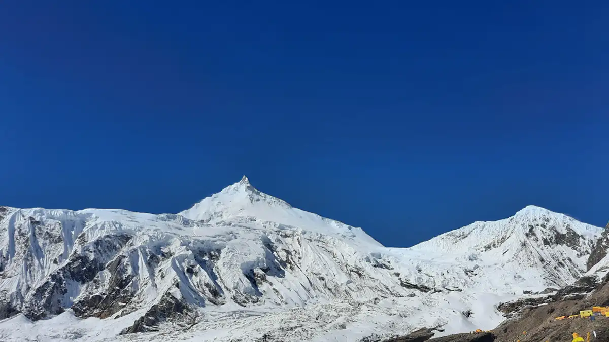 Manaslu East Pinnacle viewed from base camp Nepal 2021