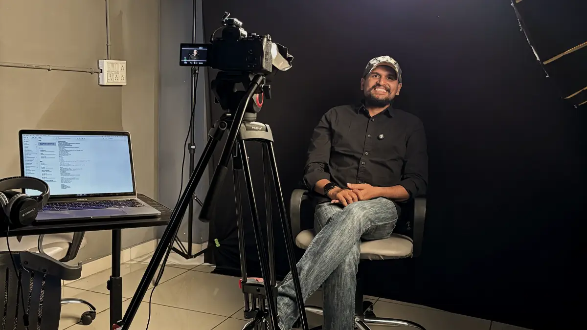 Venky in his Gandhinagar podcast recording setup - Season 2