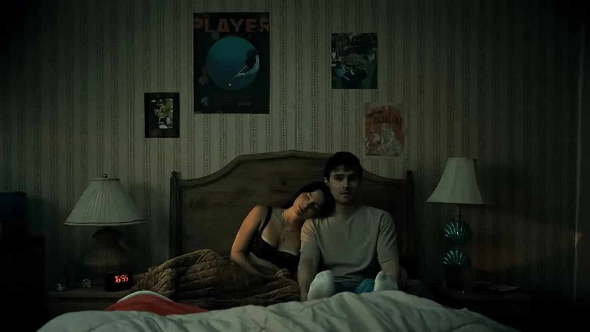 Inde Navarrette and Michael Johnston in a bedroom scene from Obsession
